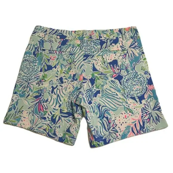 NWT Lilly Pulitzer Coastal Blue Lion Around Stretch Knit Shorts w/ Pockets Sz 4 - Picture 2 of 15